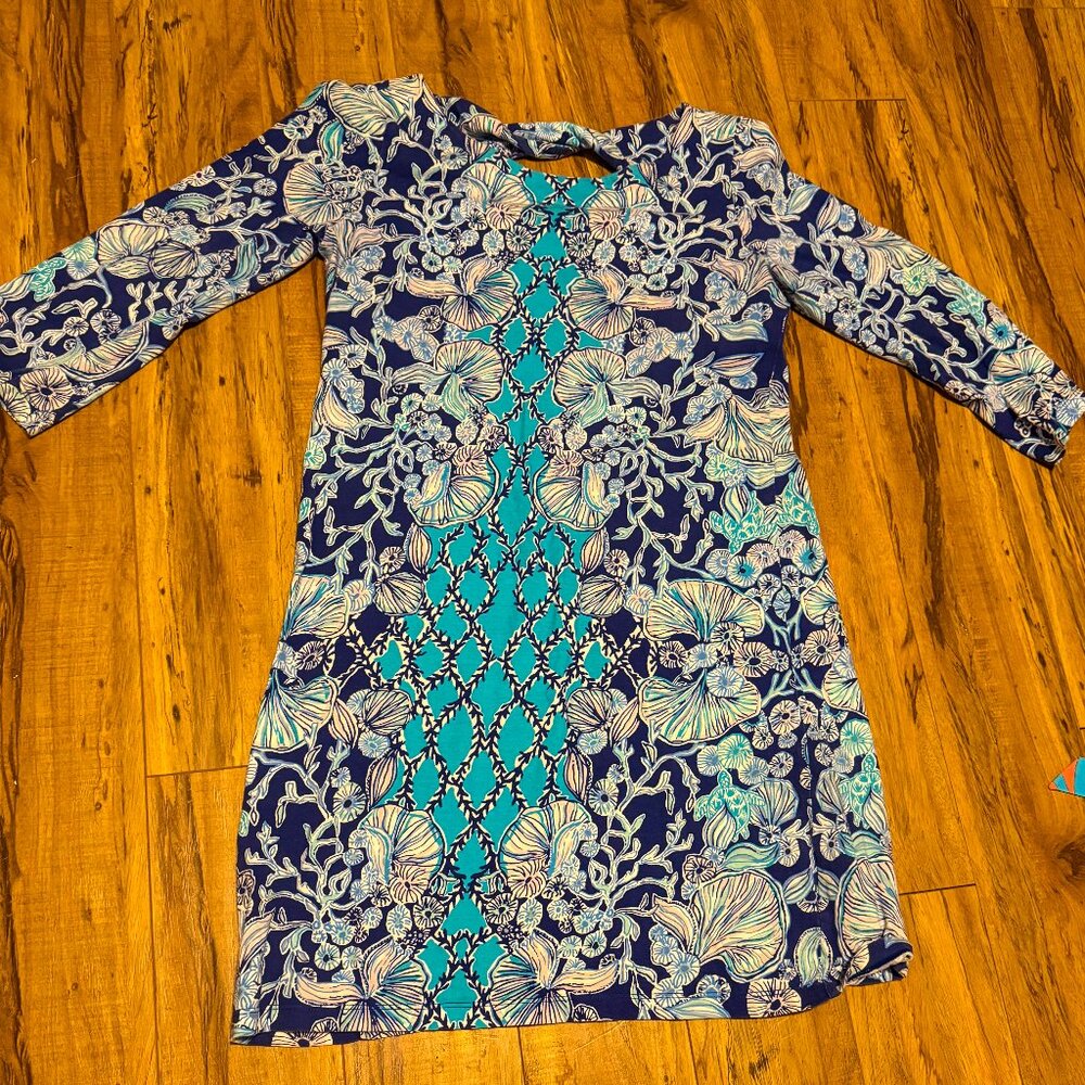 Lilly Pulitzer Printed 3/4 Sleeve Shift Dress – Size Medium